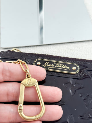 Louis Vuitton patent leather embossed amarante pochette cles with key chain