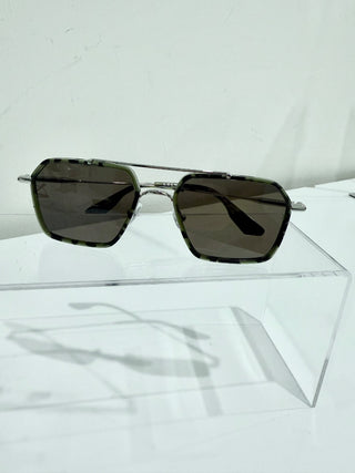 Krewe emery tortoise and metal rectangular sunglasses, 54