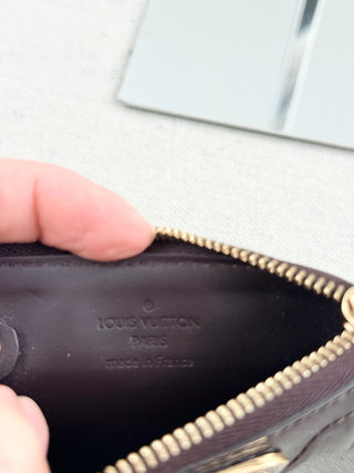 Louis Vuitton patent leather embossed amarante pochette cles with key chain
