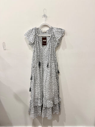 Ulla Johnson floral print ruffle midi dress 100% cotton, 0