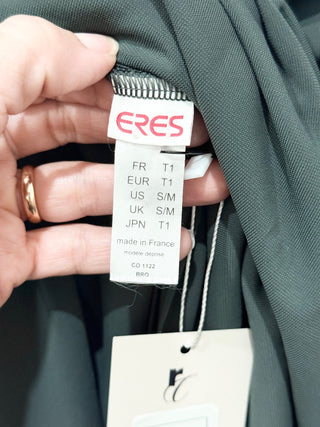 Eres Sleeveless Halter Neck Open Back Fluid Mini Dress Gray Women's Size S/M