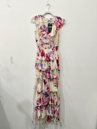 Jil Stuart ruffle silk maxi dress, 0