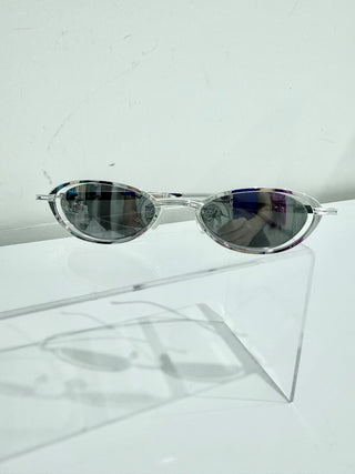 Brandom Blackwood Silver oval sunglasses