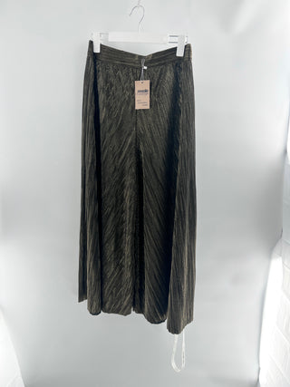 Vitagrace metallic micro pleated wide leg pants cropped, L