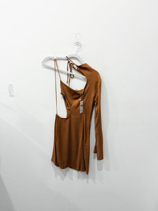 Cult Gaia Taja One Shoulder Waist Cut Out Mini Dress Ginger Orange Women's Small