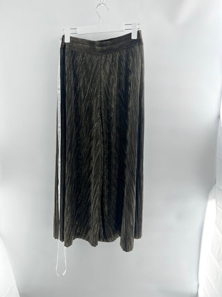 Vitagrace metallic micro pleated wide leg pants cropped, L