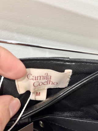 Camila Coelho tulip shape mini skirt 100% leather, M