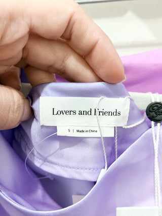 Lovers and Friends satin tie dye set: top and skort shorts, S