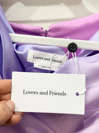 Lovers and Friends satin tie dye set: top and skort shorts, S