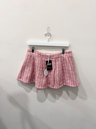 More to come tweed skirt mini pleated, M