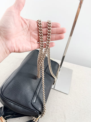 Gucci soho flap leather cross body bag with chain strap