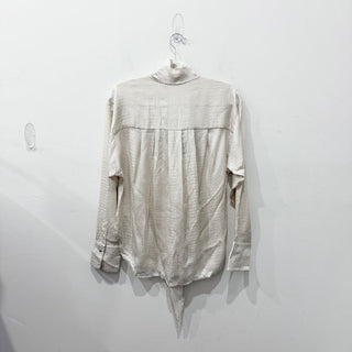 NWT MaxMara Silk Long Sleeve Monviso Button-Up Shirt With Tie Cream Women's US 8