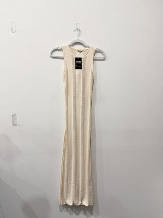 Fleur Du Mal Sleeveless Crochet Knit Bodycon Maxi Dress Cream Women's Size XS