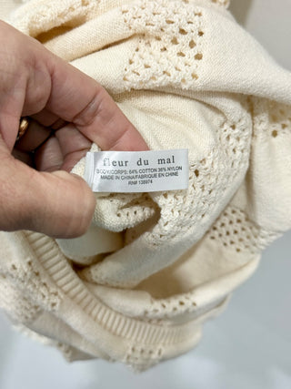 Fleur Du Mal Sleeveless Crochet Knit Bodycon Maxi Dress Cream Women's Size XS