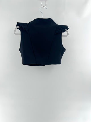 Port de Bras zip up ruffle sleeve crop top, L