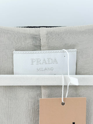 Prada round neck blazer with silk trim gromets, 46 IT / US 10