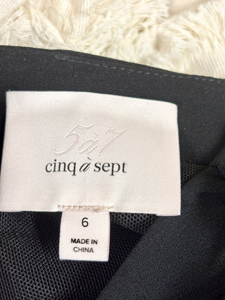 Cinq à Sept Suri Gathered Ruffle Cascade Pencil Mini Skirt Black Women's Size 6