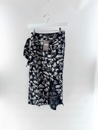Maje cotton palm print wrap skirt, 36 FR / 4 US