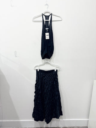Mara Mac matching set halterneck top and ruched skirt midi, S