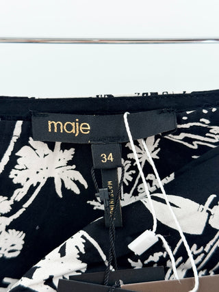 Maje cotton palm print wrap skirt, 36 FR / 4 US