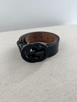 Gucci men patent finish GG belt, 85 / 34