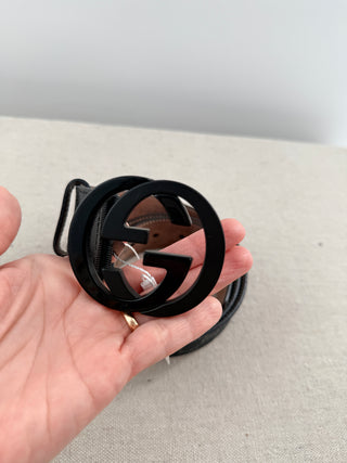Gucci men patent finish GG belt, 85 / 34