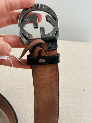 Gucci men patent finish GG belt, 85 / 34