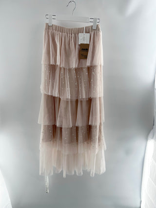 Vitagrace tulle ruffle maxi skirt with pearls, M/L