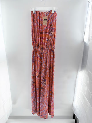 Alexis strapless satin pattern jumpsuit, L