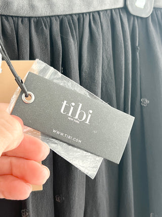 Tibi 100% silk embellished semi sheer long skirt with short slip, 8