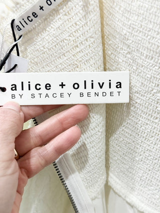 NWT Alice & Olivia Cooper Smocked Bodice Lace Maxi Dress White Women's Size 4