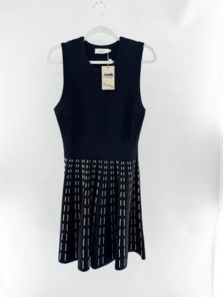 A.L.C. Sleeveless Crewneck Fit and Flare Mini Dress Black White Women' – Resale Concierge