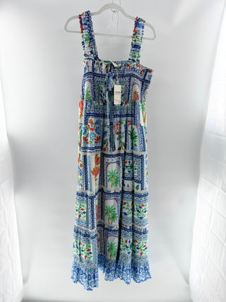 Farm Rio smocked maxi sleeveless dress, L