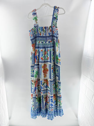 Farm Rio smocked maxi sleeveless dress, L