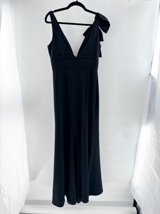 Mac Duggal Sleeveless Plunging Neck Bow Detail Mermaid Gown Black Women's Size 6
