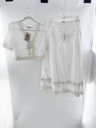 Rails matching embroidered set top and maxi skirt, top XS / bottom S
