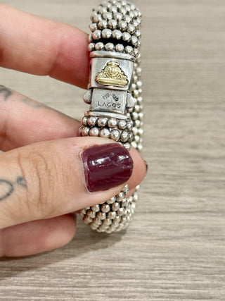 Lagos caviar sterling silver oval link bracelet