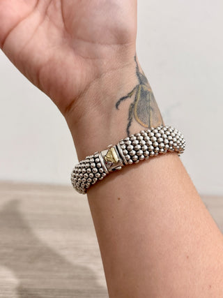 Lagos caviar sterling silver oval link bracelet