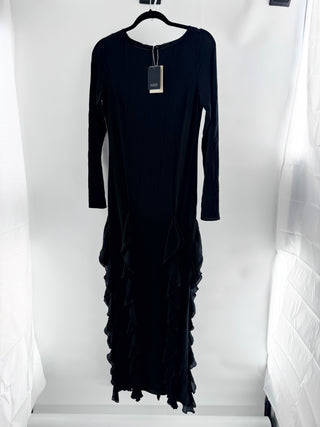 NBD jersey ruffle long dress, M