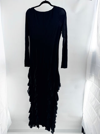 NBD jersey ruffle long dress, M