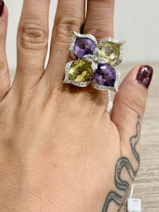 n.a. gemstone sterling silver statement ring, 7