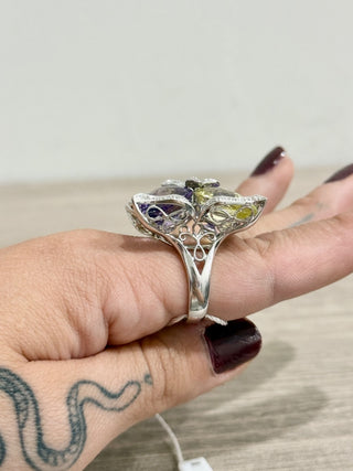 n.a. gemstone sterling silver statement ring, 7