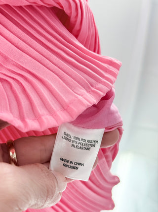NWT Lovers + Friends Sawyer Plissé Pleated Long Bell Sleeve Blouse Candy Pink XS