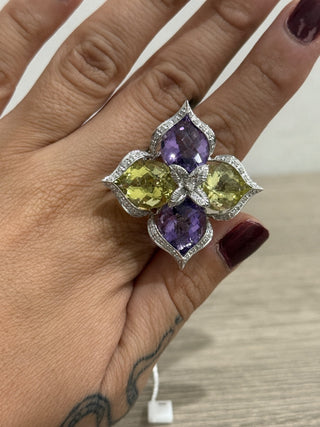 n.a. gemstone sterling silver statement ring, 7