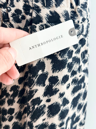 Anthropologie wide leg linen leopard pants, L