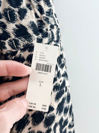 Anthropologie wide leg linen leopard pants, L