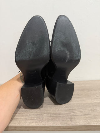 Celine Paris Leather Lace-Up Block Heeled Oxfords Shoes Black Women's 39 / 8.5