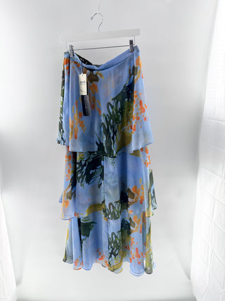 Carolina Estefan floral tiered maxi skirt, L