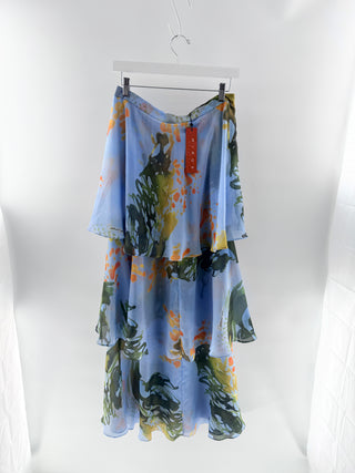 Carolina Estefan floral tiered maxi skirt, L