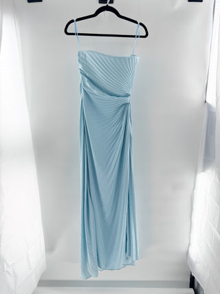 A.L.C. Layla Pleated Strapless Asymmetric Maxi Gown Light Blue Women's Size 4